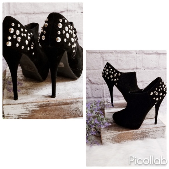 Charlotte Russe Studded Velvet Booties - Picture 2 of 7